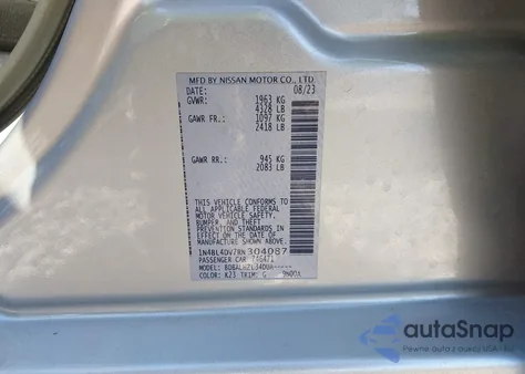 2024 Nissan Altima Sv Fwd z USA, uszkodzony, nr VIN 1N4BL4DV7RN304087